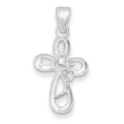 Diamond Polished Cross Pendant Sterling Silver QC6641, MPN: QC6641, 883957578781