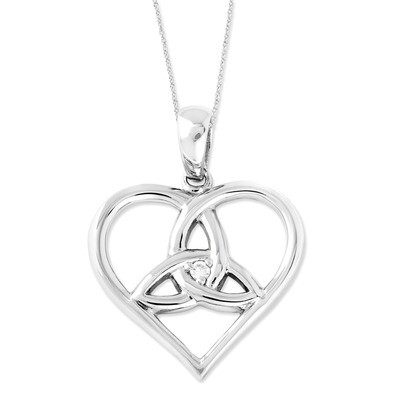 Cz Three R&#39;s of Purity 18 Inch Heart Necklace Sterling Silver QSX479