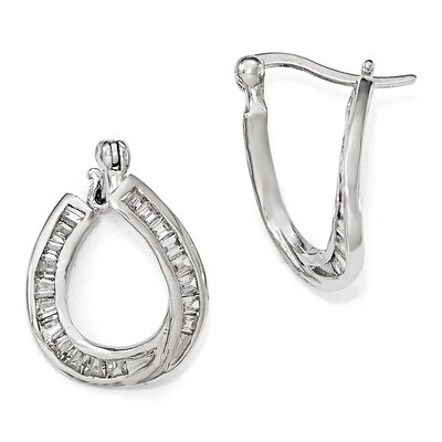 CZ Twisted Hoop Earrings Sterling Silver QCM1140