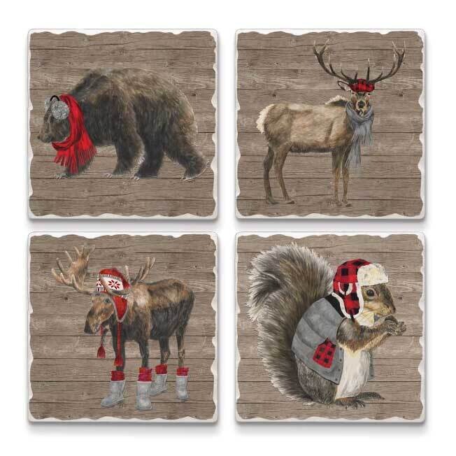 Warm In The Wilderness Set of Four Tumbled Tile Coasters GM23841