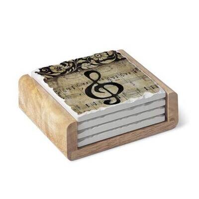 Music Staff Set of Four Coasters with Holder GM23825, MPN: GM23825, 608814093920
