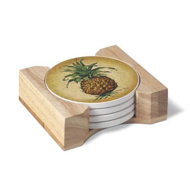 Pineapple Pizzazz Set of Four Coasters with Holder GM23820