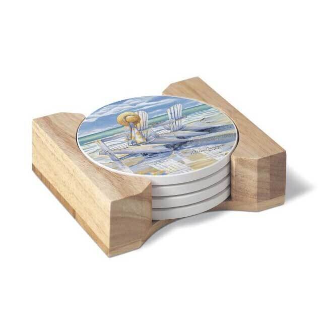 Time for Two Set of Four Coasters with Holder GM23807