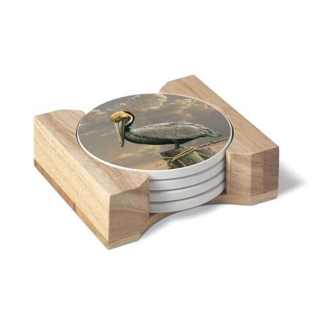 Pelican Set of Four Coasters with Holder GM23808
