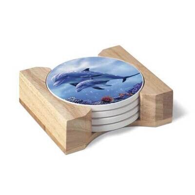 Dolphin with Baby Set of Four Coasters with Holder GM23799, MPN: GM23799, 73143884196