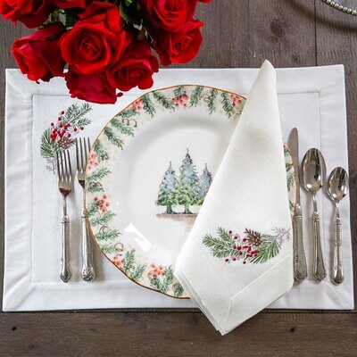 Crown Natale Sprig Linen Placemat Cream Set of 8 P670