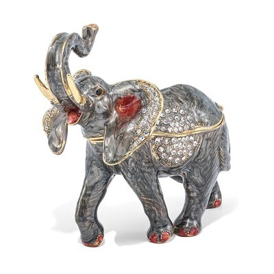 Trumpeting Elephant Trinket Box Enamel on Pewter by Jere, MPN: BJ2088, 191101595233