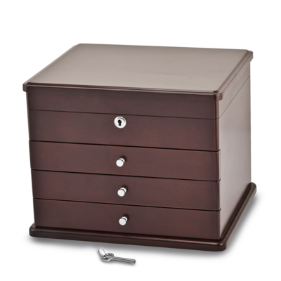 Matte Mahogany Finish Poplar Veneer 3-drawer Jewelry Chest by Jere, MPN: JJB855, 196904087176