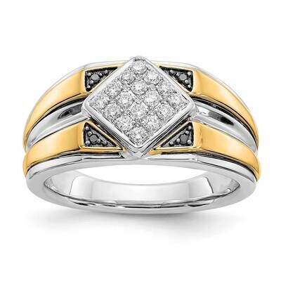 Black and White Diamond Mens Ring 14k Two-tone Gold RM5836-BK-033-WYA, MPN: RM5836-BK-033-WYA, 8839…