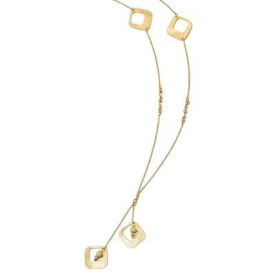 Leslie&#39;s Satin &amp; Diamond-Cut Fancy Drop Necklace Sterling Silver Gold-plated HB-QLF846-28, MPN: QLF…