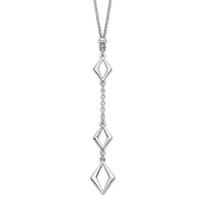 Adjustable with 1.5 Inch Ext. Necklace Sterling Silver Rhodium-plated HB-QLF1174-15.5
