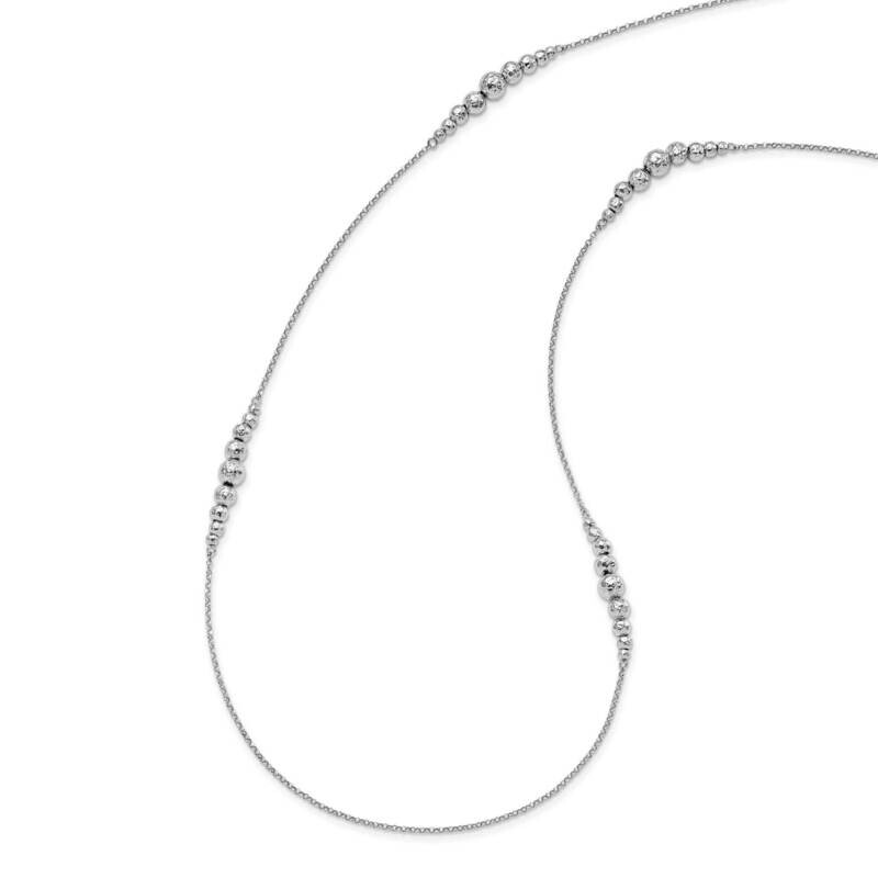 Polished Hammered Bead Necklace Sterling Silver Rhodium-plated HB-QLF1191-36