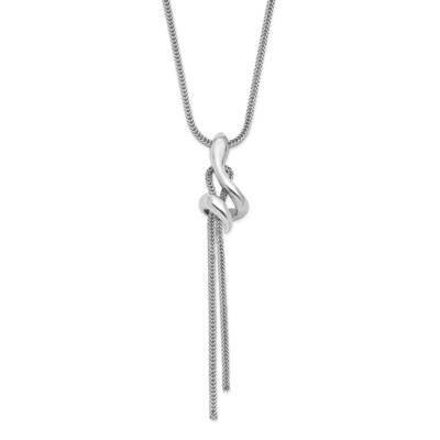 Leslie&#39;s Polished Snake with 2 Inch Ext. Necklace Sterling Silver Rhodium-plated HB-QLF1189-16, MPN…