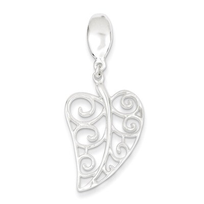 Sterling Silver Polished Filigree Leaf Pendant QP2584