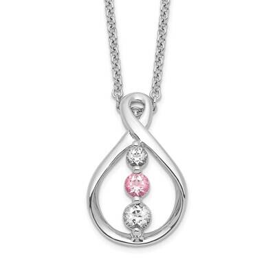 Survivor Clear Pink Swarovski Topaz Runzi Necklace 10k White Gold 10SV242W-16, MPN: 10SV242W-16, 88…