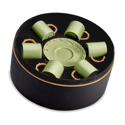 L&#39;Objet Haas Mojave Espresso Cup Saucer Set of 6 Green Gold HB6256, MPN: HB6256, 810009644545
