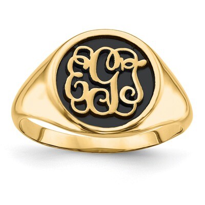 Antiqued or Sandblast Monogram Ring 14k Yellow Gold Casted High Polished XNR68Y, MPN: XNR68Y, 88677…