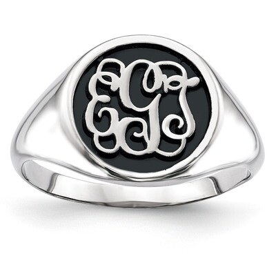 Antiqued or Sandblast Monogram Ring 14k White Gold Casted High Polished XNR68W, MPN: XNR68W, 886774…