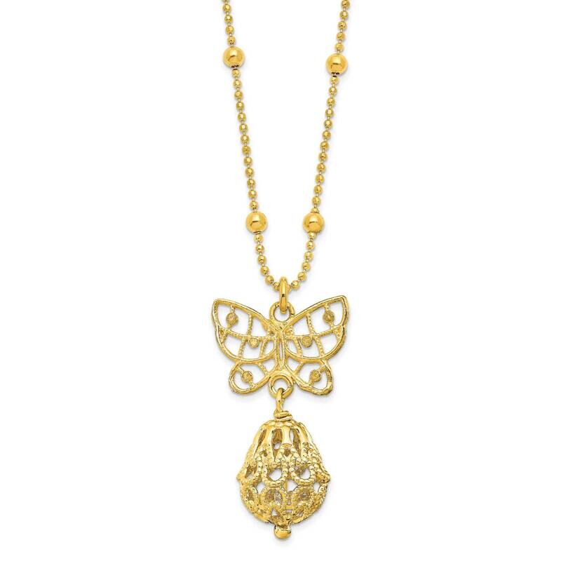 Sterling Silver Butterfly with 1.5 Inch Extender Necklace Gold-tone HB-QLF1152-17