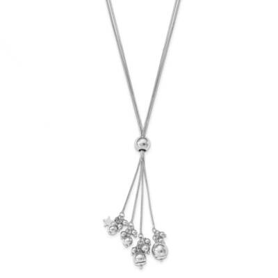 Leslie&#39;s Beaded Adjustable Necklace Sterling Silver Rhodium-plated HB-QLF1134-30, MPN: QLF1134-30, …