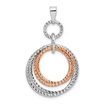 Leslie&#39;s Rose Gold-Plated Diamond-Cut Pendant Sterling Silver Rhodium-plated HB-QLF1149, MPN: QLF11…