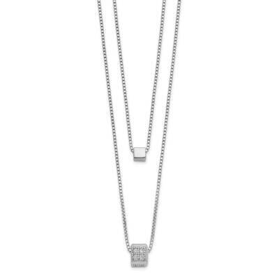 Leslie&#39;s CZ Diamond Multi-Strand with 2 Inch Necklace Sterling Silver HB-QLF1130-16, MPN: QLF1130-1…