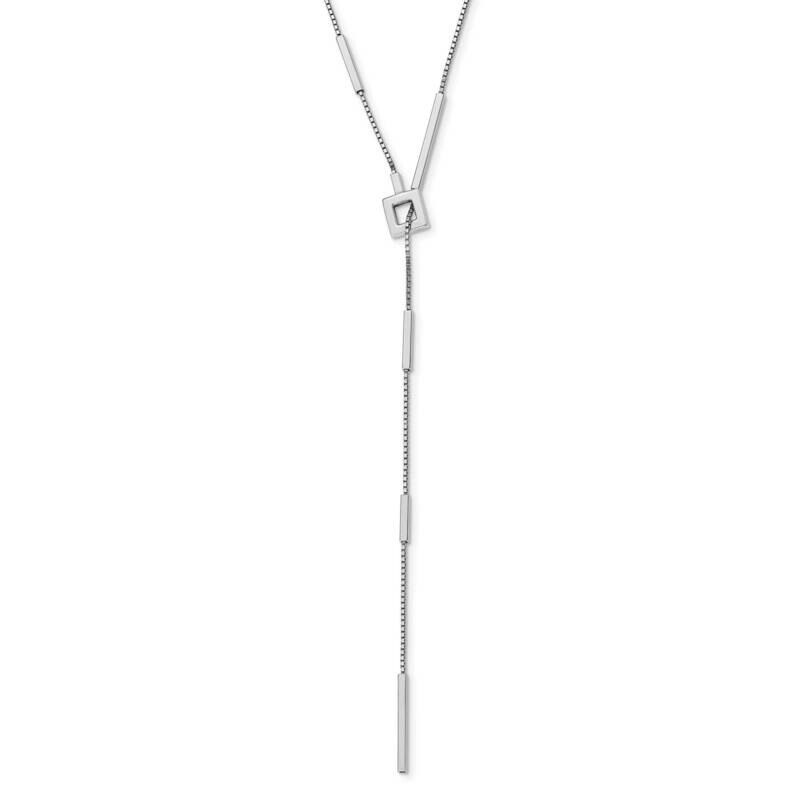 Polished Bar Toggle Adjustable Necklace Sterling Silver Rhodium-plated HB-QLF1087