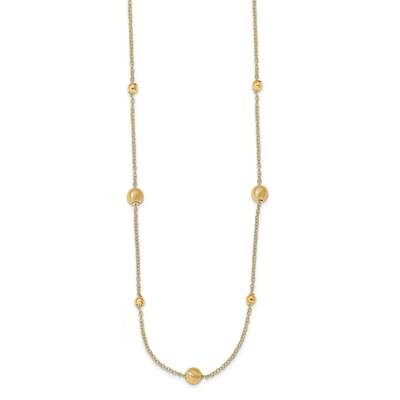 Leslie&#39;s Scratch-Finish Beaded with 2 Inch Ext. Necklace 14k Gold Polished HB-LF1357-17, MPN: LF135…