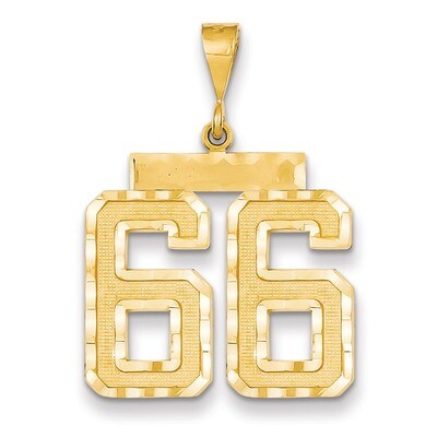 Number 66 Charm 14k Gold Large Diamond-cut LN66, MPN: LN66, 883957122571