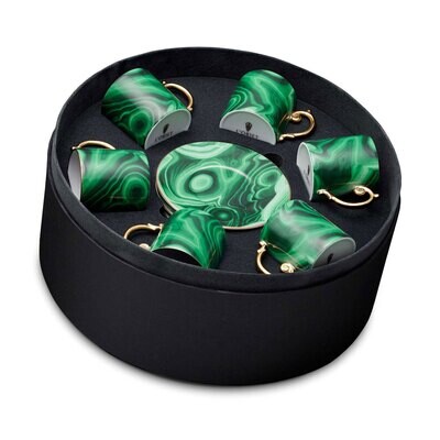 L&#39;Objet Malachite Espresso Cup and Saucer Gift Box of 6, MPN: ML756,