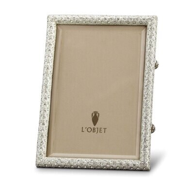 L&#39;Objet Rectangular Pave 8 x 10 Inch Platinum with White Crystals Picture Frame, MPN: F6003L,