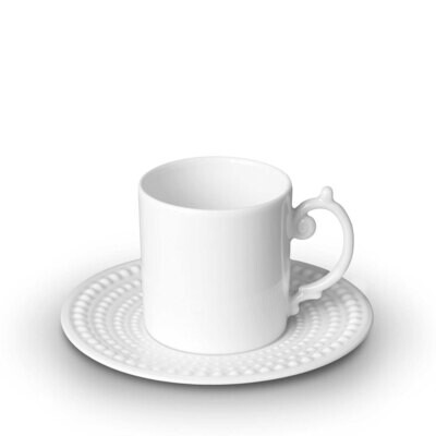 L&#39;Objet Perlee Espresso Cup and Saucer White, MPN: PR155,