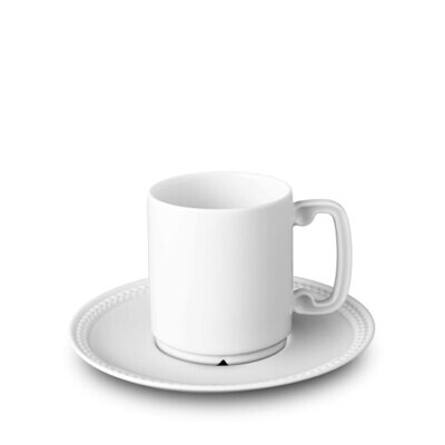 L&#39;Objet Soie Tressee Espresso Cup and Saucer White, MPN: ST155,
