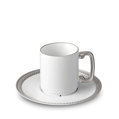 L&#39;Objet Soie Tressee Espresso Cup and Saucer Platinum, MPN: ST355,
