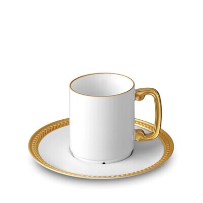 L&#39;Objet Soie Tressee Espresso Cup and Saucer Gold, MPN: ST255,