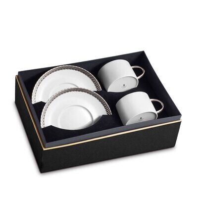L&#39;Objet Corde Platinum Tea Cup and Saucer Set of 2 CR353, MPN: CR353, 816279018956