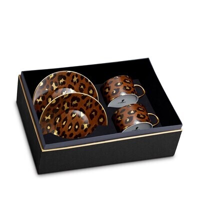 L&#39;Objet Leopard Tea Cup Saucer Set of 2 LE253, MPN: LE253,