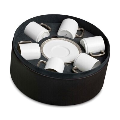 L&#39;Objet Soie Tressee Espresso Cup and Saucer Gift Box of 6 Platinum, MPN: ST356,