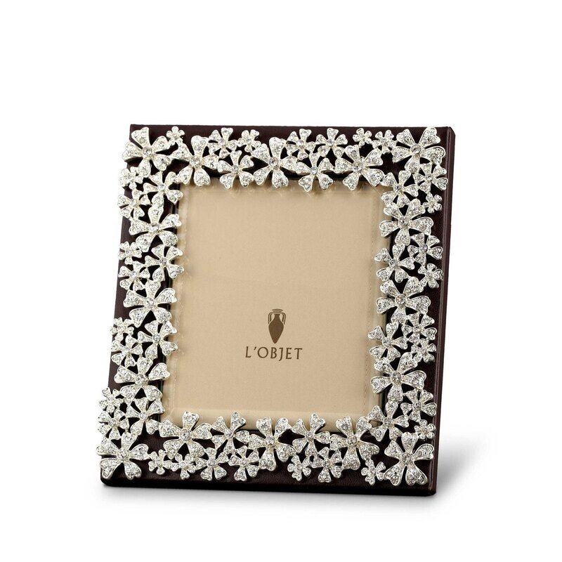 L&#39;Objet Garland 5 x 5 Inch Platinum with White Crystals Picture Frame, MPN: F7000SQ, 878365005479