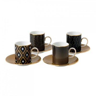 Wedgwood Arris Accent Espresso Cup and Saucer Set of Four, MPN: 40007553, 701587195034