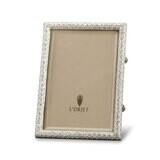 L&#39;Objet Rectangular Pave 5 x 7 Inch Platinum with White Crystals Picture Frame, MPN: F6003M,