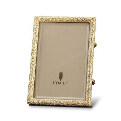 L&#39;Objet Rectangular Pave 5 x 7 Inch Gold with Yellow Crystals Picture Frame, MPN: F6002M,