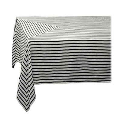 L&#39;Objet Linen Sateen Concorde Tablecloth Medium Black Ecru LN5320, MPN: LN5320,