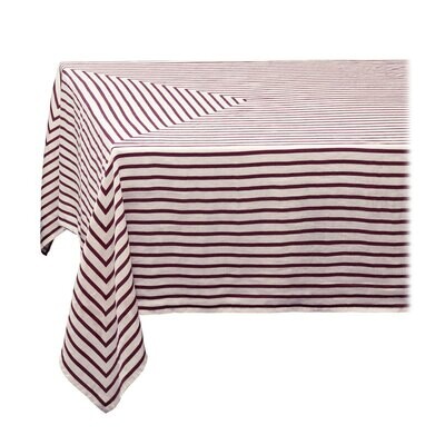 L&#39;Objet Linen Sateen Concorde Tablecloth Medium Wine Ecru LN5120, MPN: LN5120,