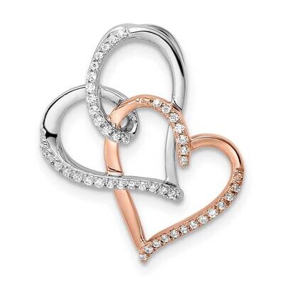 White and Rose Double Heart Diamond Chain Slide 14k Two-Tone Gold PM8531-015-WRA, MPN: PM8531-015-W…