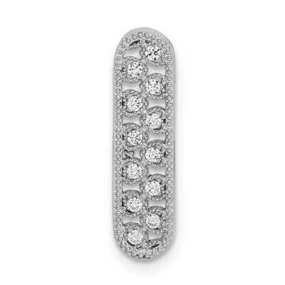 Oval Bar Chain Slide Sterling Silver Rhodium-plated CZ Diamond QP5343, MPN: QP5343, 886774106236