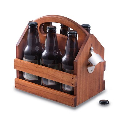 Wood Bottle Caddy with Opener GM18359, MPN: GM18359, 797140591047