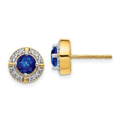 Sapphire Fancy Earrings 14k Gold Diamond EM3922-SA-019-YA, MPN: EM3922-SA-019-YA, 191101836626