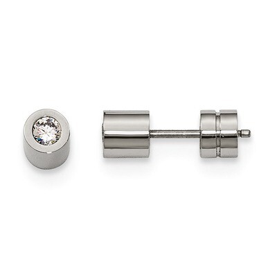 CZ April Birthstone Polished Post Earrings Stainless Steel SRE992 by Chisel, MPN: SRE992, 191101645…