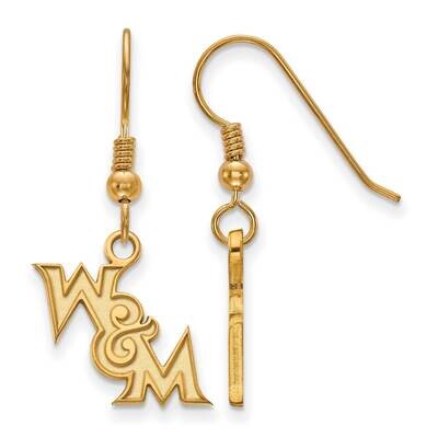 College of William &amp; Mary Extra-Small Dangle Earrings Wire Gold-plated Sterling Silver GP025WMA, MP…